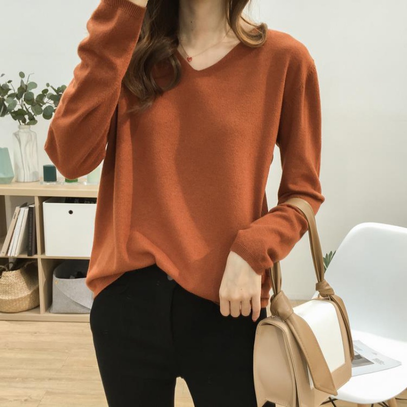 Áo len tay dài cổ chữ V kiểu dáng hợp thời trang độc đáo