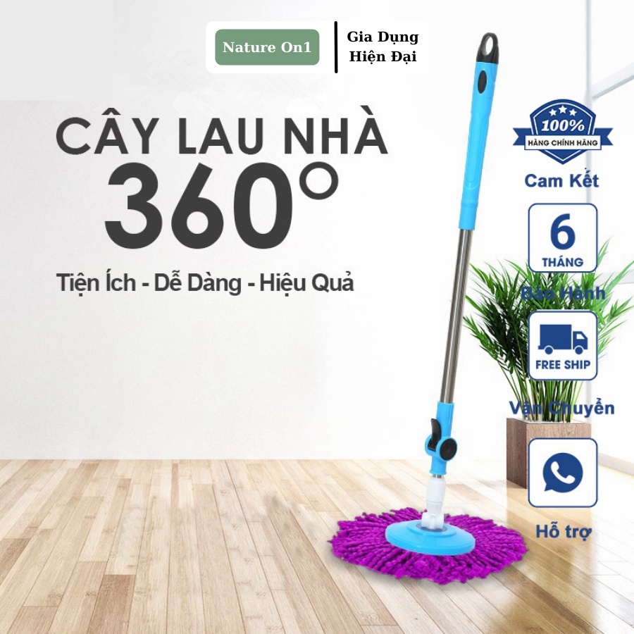 Cây lau mâm xoay 360 độ trợ lực vắt tay - Cây lau nhà cán inox mâm nhựa lau cực sạch cực nhanh LS-CLN-MN