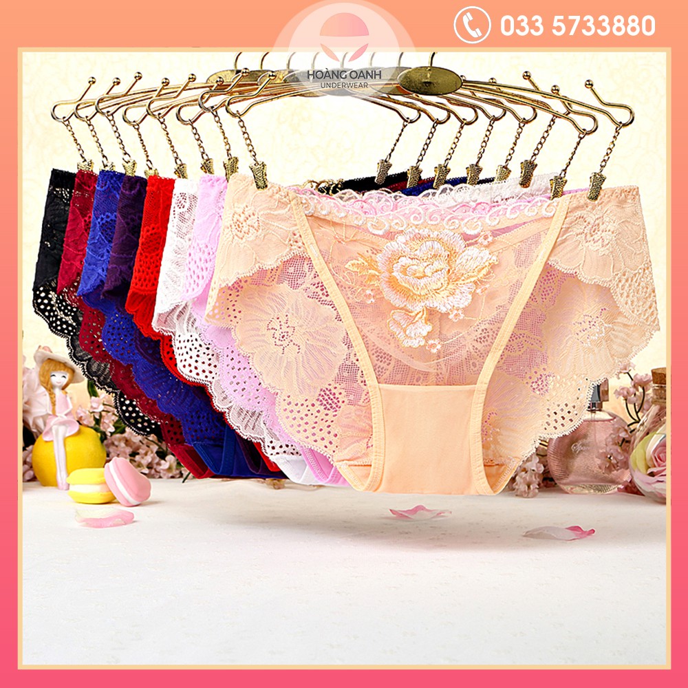 [Mã WAMT2405 giảm 10K đơn 0K] Quần lót Hoàng Oanh Underwear, quần chip ren nữ thêu hoa mềm mịn