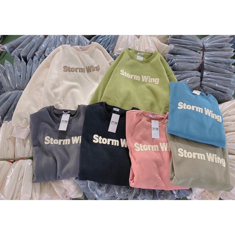 [ Rẻ vô địch ] ÁO NỈ CỔ TRÒN FORM RỘNG TAY BỒNG - STORM
