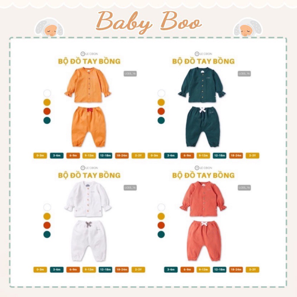 LE COON | Bộ Đồ Tay Bồng cotton dày 3 tháng-3 tuổi [ babyboo]