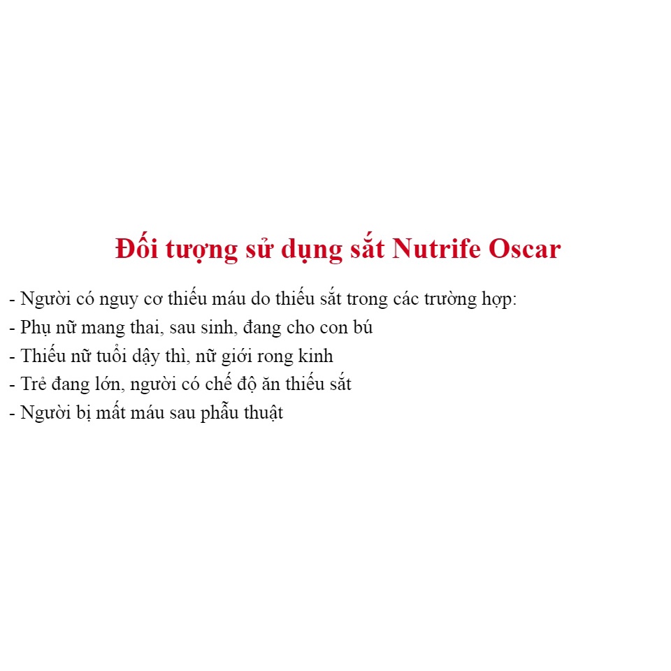 Bổ sung sắt cho bà bầu, trẻ em, người thiếu máu do thiếu sắt - Sắt nước Nutrife Oscar - nhập khẩu ITALIA - Hộp 16 gói