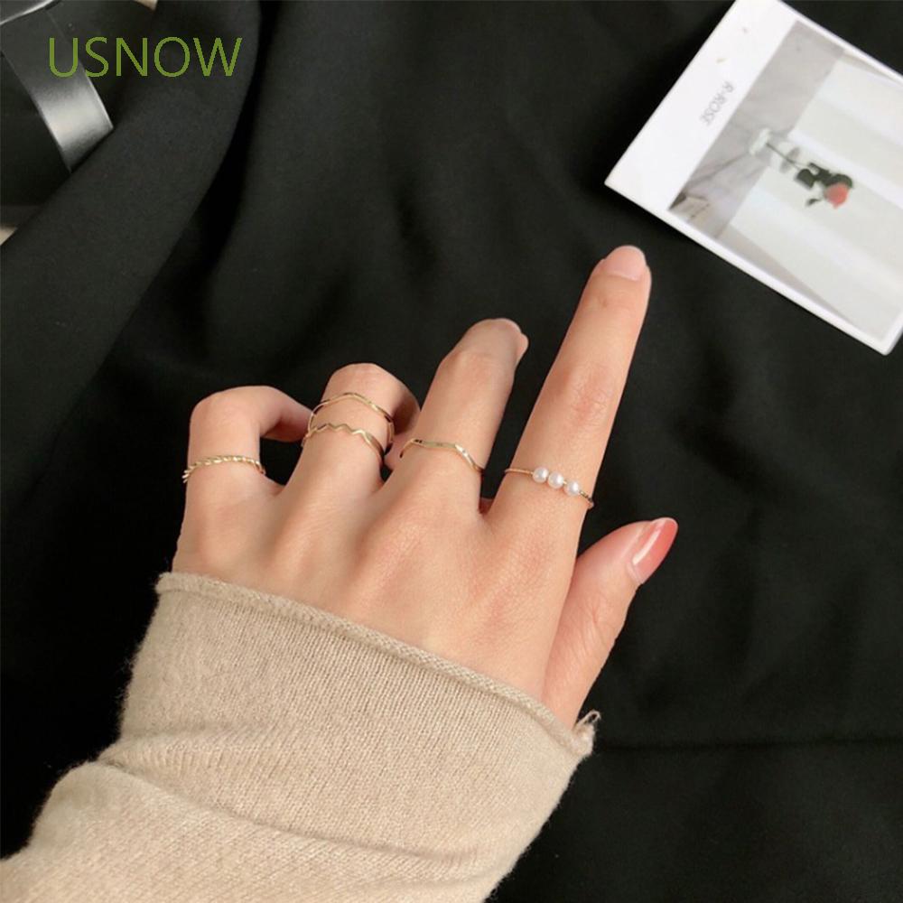 Bộ Nhẫn Thời Trang Đính Ngọc Trai Nhân Tạo Sang Trọng Cho Nữ