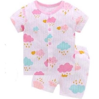 Bộ Cotton GIẤY thông hơi Cúc Giữa Cộc Tay Thoáng Mát Cho Bé