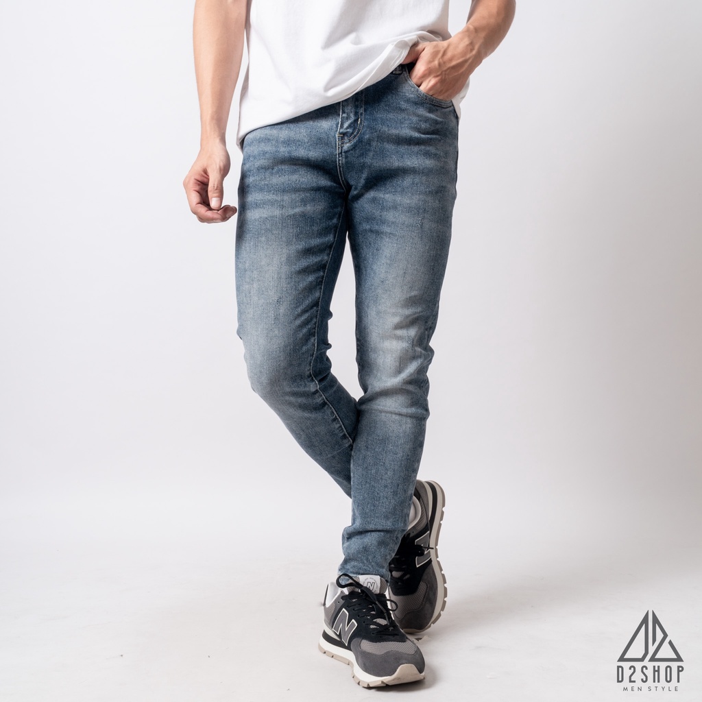 Quần skinny jean D2shop, quần jean xanh Wash DESIGNER [J-8603]
