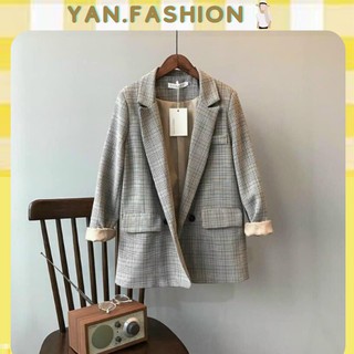  Áo Blazer nữ 2 lớp kiểu dáng Hàn Quốc FREESHIP Áo Vest kẻ nữ khoác ngoài 