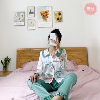 Đồ ngủ, đồ bộ pijama lụa cao cấp phối họa tiết từ hera pijama