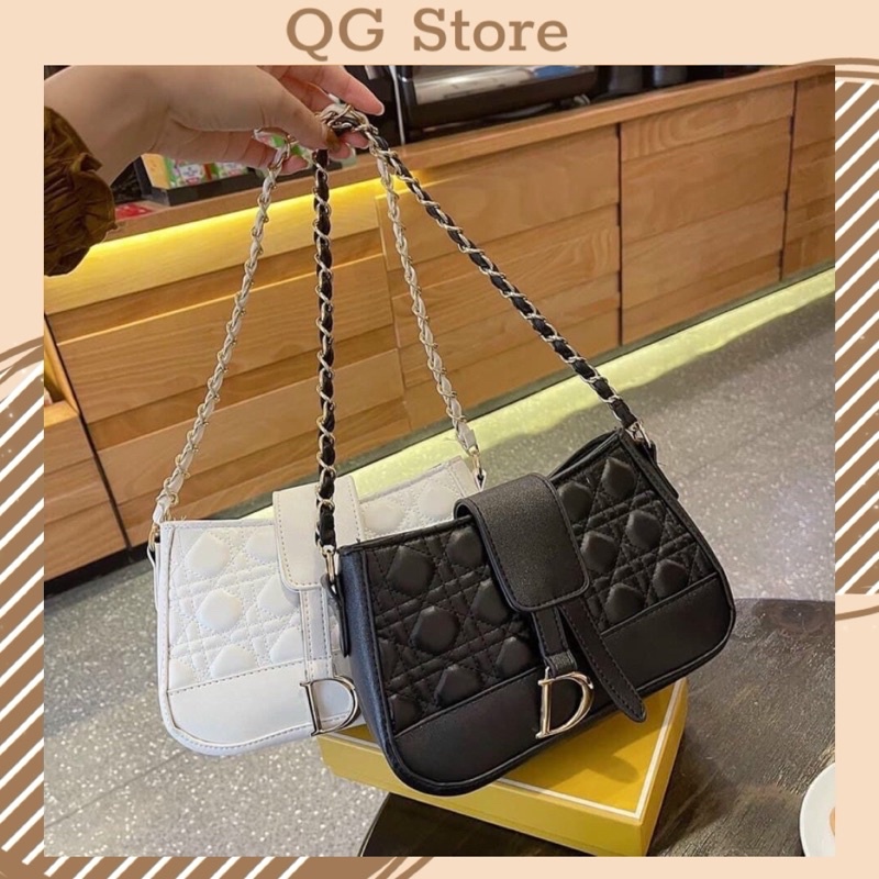 Túi Xách Nữ Túi Kẹp Nách Treo Chữ D Vừa Đeo Chéo Đeo Vai Sang Chảnh