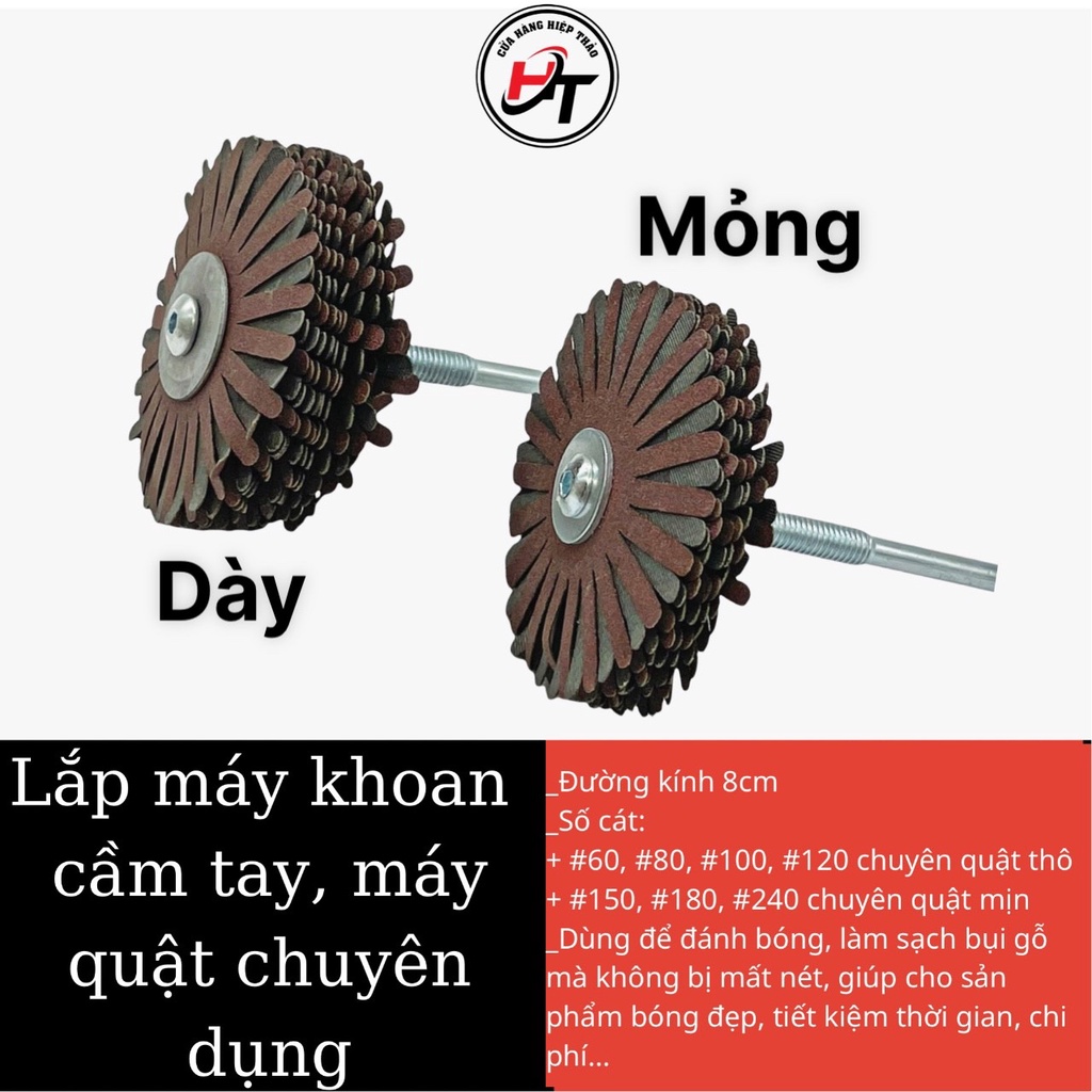 Chổi cước quật chà nhám gỗ ráp hoa đánh mịn lắp khoan cầm tay RAPHOA 1