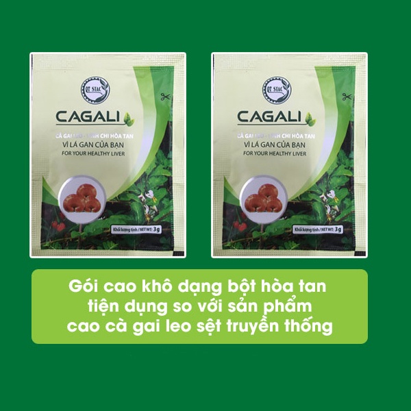 Bột cà gai leo linh chi đỏ hòa tan Cagali giải độc gan hộp 75gr x 25 gói giúp bổ gan, giảm xơ gan và men gan cao