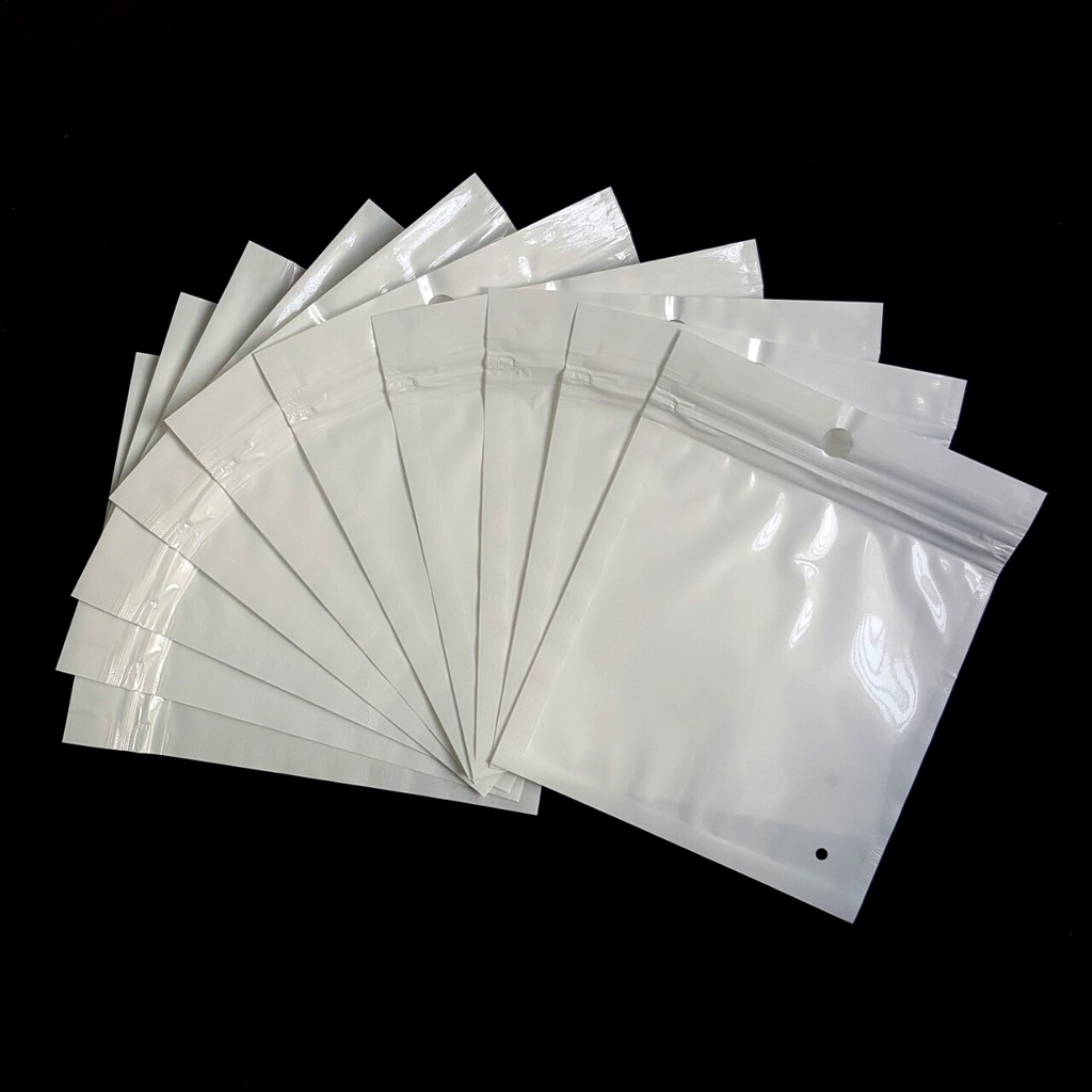 Combo 10 túi zip trắng 1 mặt trong kích thước 10cm x 12cm