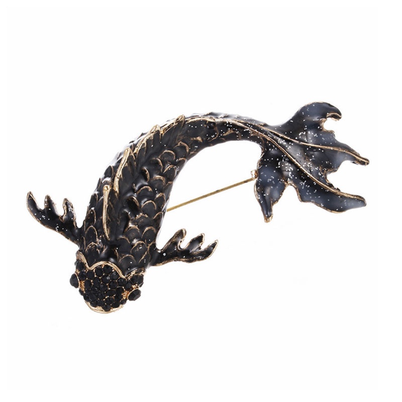 Fish Rhinestone Brooch Pin Jewelry Vintage Banquet Big Brooches for Women Crystal Pins And Brooches Accessories