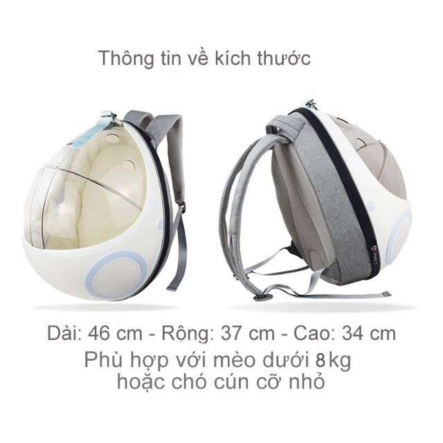 Balô Mèo Phi Hành Gia, Balo Chó Mèo Nắp Trong Suốt Hình Bọ Rùa