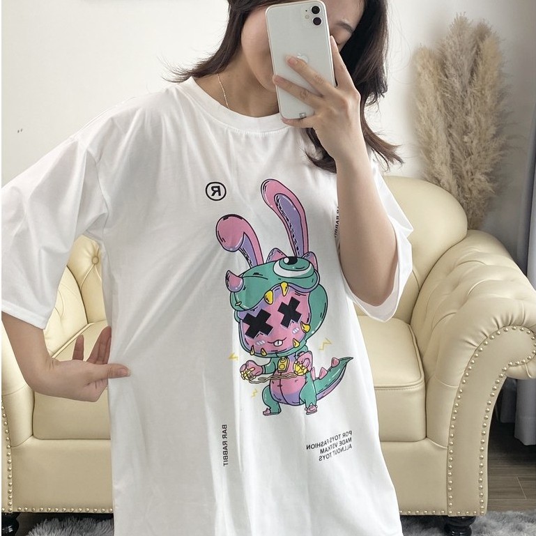 Áo Thun Rabbit Unisex / Áo phông form rộng tay lỡ Ulzzang hình thỏ