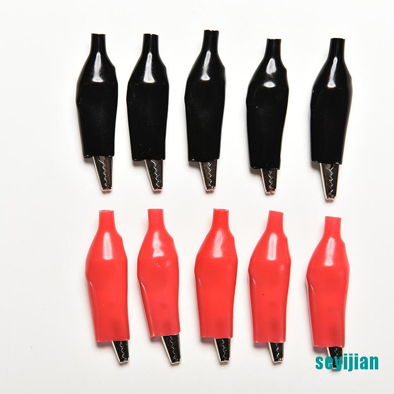 Set 10 / 5 Cặp Kẹp Cá Sấu Thử Nghiệm Cỡ Lớn 44mm Màu Đen + Đỏ