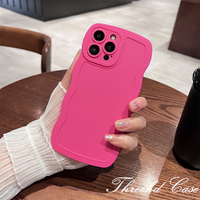 Ốp Điện Thoại Mềm Chống Rơi Họa Tiết Sóng Biển Màu Hồng Đơn Giản Cho iPhone 14 13 12 11 Pro Max SE2020 X Xr Xs Max 8 7Plus