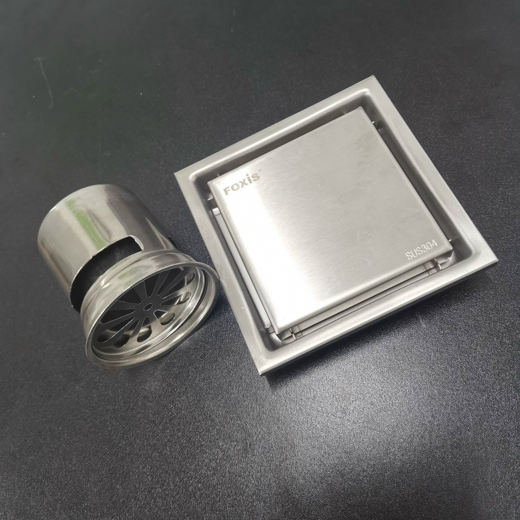 Ga Thoát Sàn Ngăn Mùi Inox 304 FOXIS T218, Phễu Thoát Sàn Nhà Tắm Đặt Âm Nên Gạch, Thoát Nước Nhanh, Ngăn Mùi
