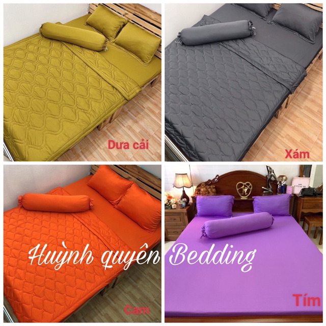 Bộ drap ga thun trơn HQ [FREE SHIP] 4 món mịn, mát, màu sắc đa dạng | BigBuy360 - bigbuy360.vn