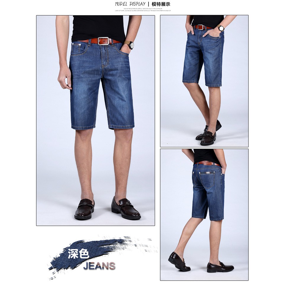 Seluar Quần Short Jean Cotton Mềm Mỏng Thời Trang Mùa Hè Cho Nam Size 28-38