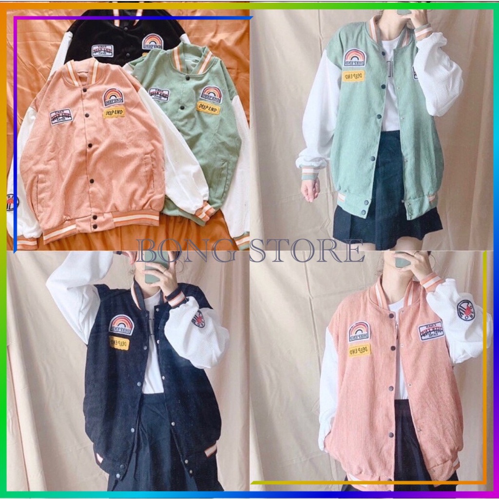 Áo Khoác Bomber Nữ, Áo Khoác Nhung Nữ In Hình Cầu Vồng Chất Nhung Tăm 4 Mầu Sắc Trẻ Trung | BigBuy360 - bigbuy360.vn