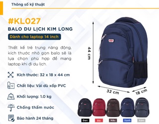 Balo laptop Kim Long KL027