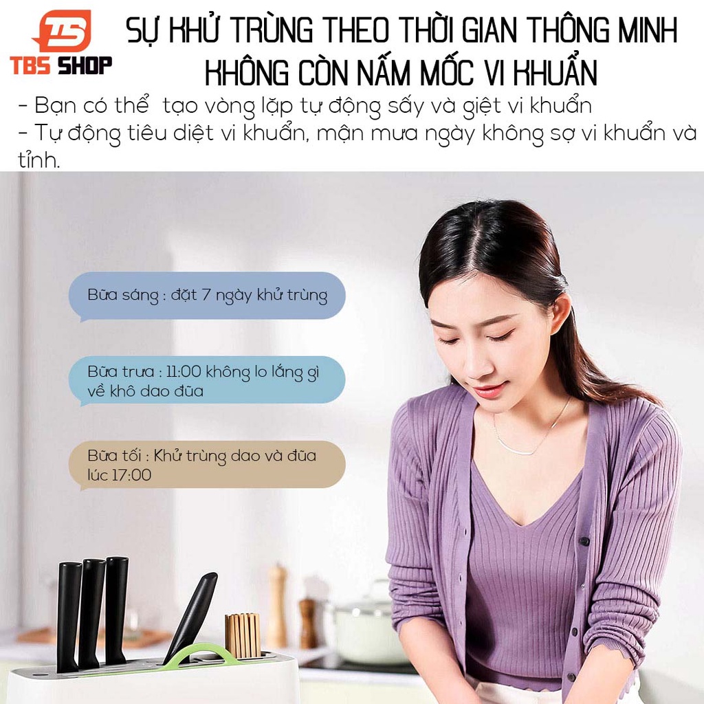 Máy sấy Tiệt Trùng Dao Thớt Đũa Tiệt Trùng TIA UV Xiaomi FIVE - Điều khiển quản lý qua Ứng dụng
