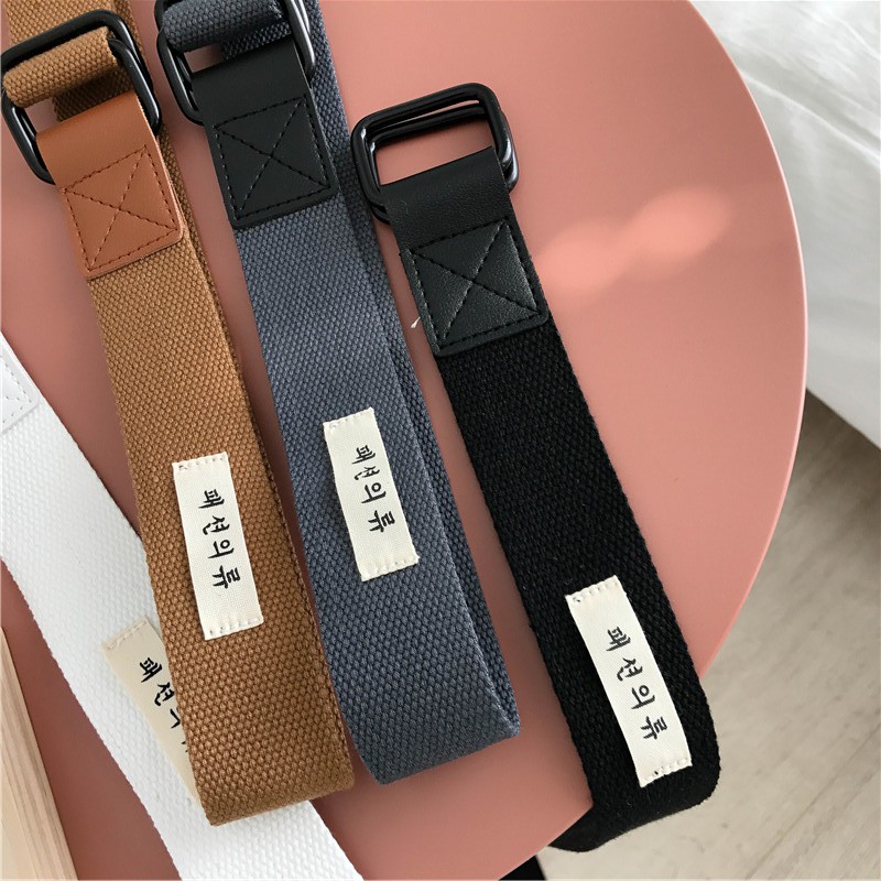 Thắt lưng vải canvas hai khóa cài phong cách Hàn Quốc cho nam và nữ