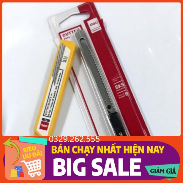 (FreeShip) Combo dao dọc giấy inox kèm 10 lưỡi hãng Deli 2034