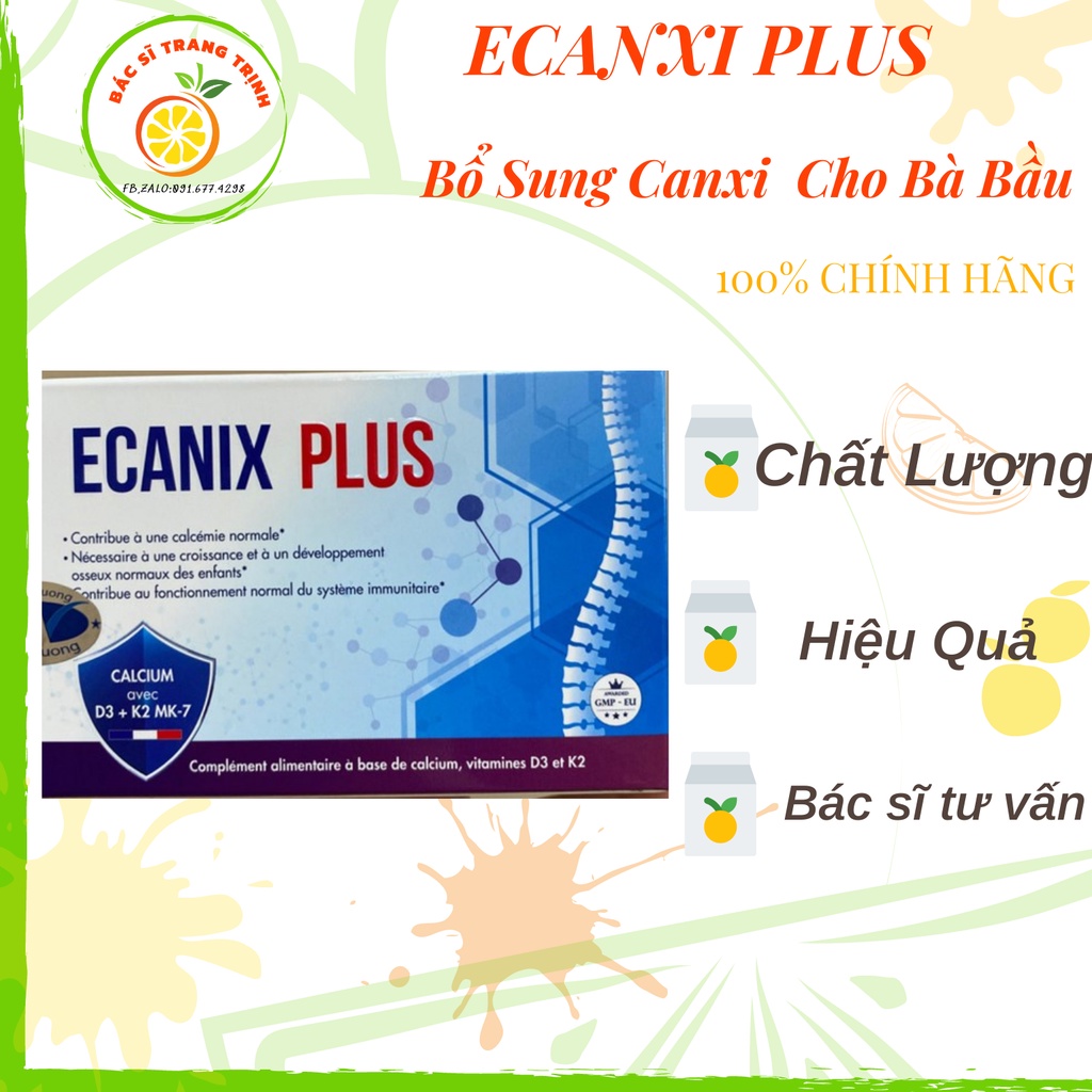 Viên uống Canxi Ecanix Plus-GIÚP BỔ SUNG CANXI MẸ BẦU, PHÁT TRIỂN XƯƠNG Ở TRẺ NHỎ, GIẢM LOÃNG XƯƠNG Ở NGƯỜI GIÀ (30viên)