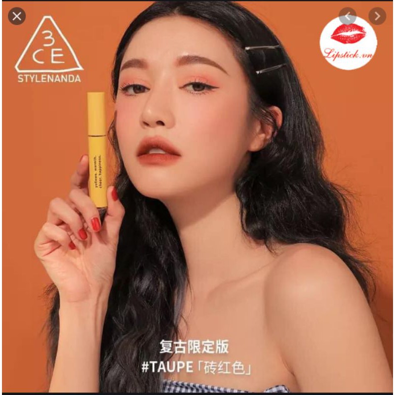 Son kem lì 3CE Velvet Lip Tint Neo-Retrolism Edition (Son taupe vỏ vàng)