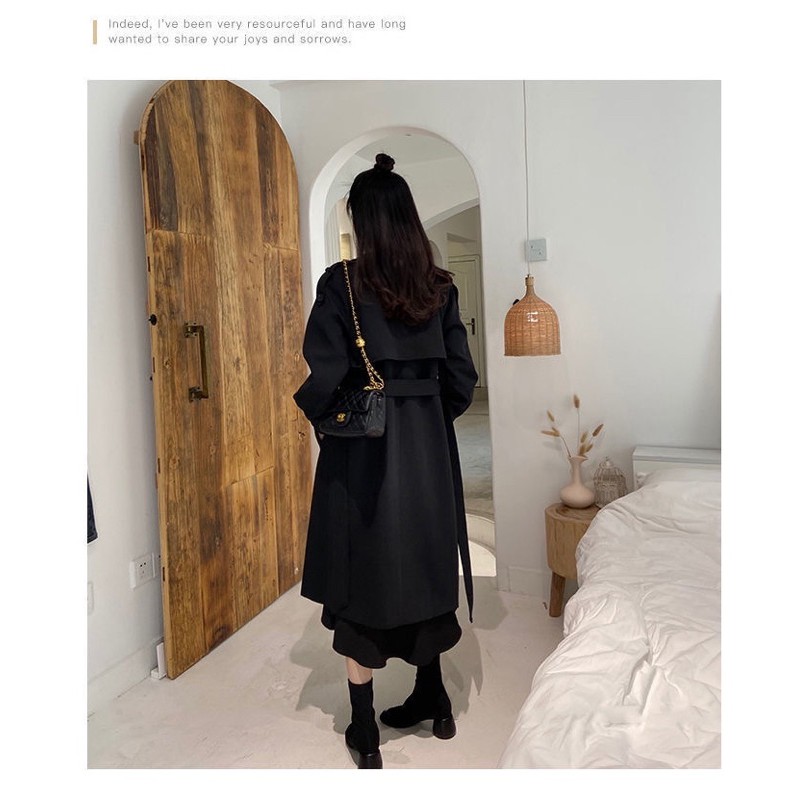 Áo măng tô nữ dáng dài 2 lớp kèm đai hàng quảng châu cao cấp - Áo khoác mangto nữ dáng dài kaki đẹp sang chảnh | BigBuy360 - bigbuy360.vn