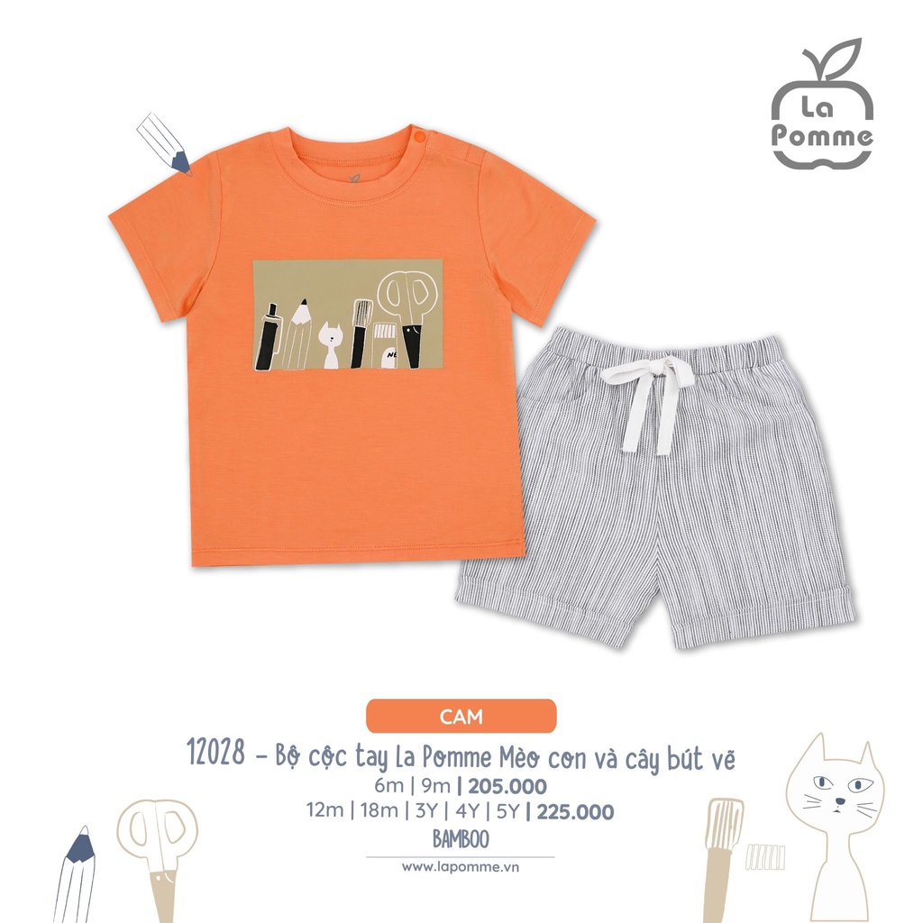 Bộ cộc tay bé trai la pomme smiling polo cho bé kích cỡ 6M-5Y