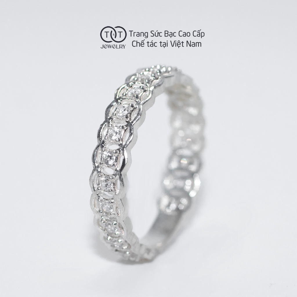 Nhẫn Bạc Nữ T&amp;T Jewelry viền họa tiết Kim Tiền Tài Lộc May Mắn NN02