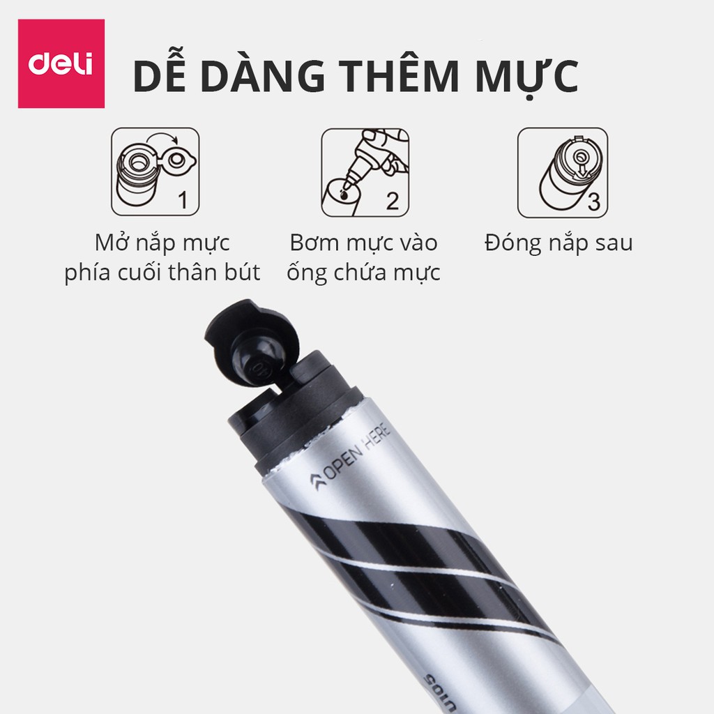 Bút dạ dầu 1 đầu Deli - không xóa được - Mực Đen / Xanh - 1 chiếc - EU10520 / EU10530