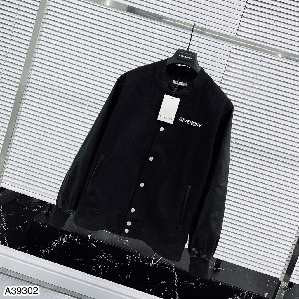 Áo khoác bomber dạ nỉ phối tay da cao cấp - Áo bomber Given nam chất dạ nỉ 2 lớp.