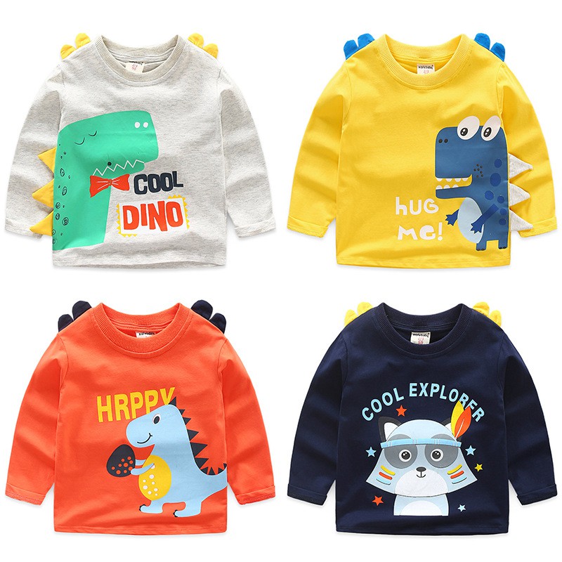 Áo cotton dài tay Cool-Animal cao cấp xuất Hàn mặc thu đông cho bé trai bé gái ADT02