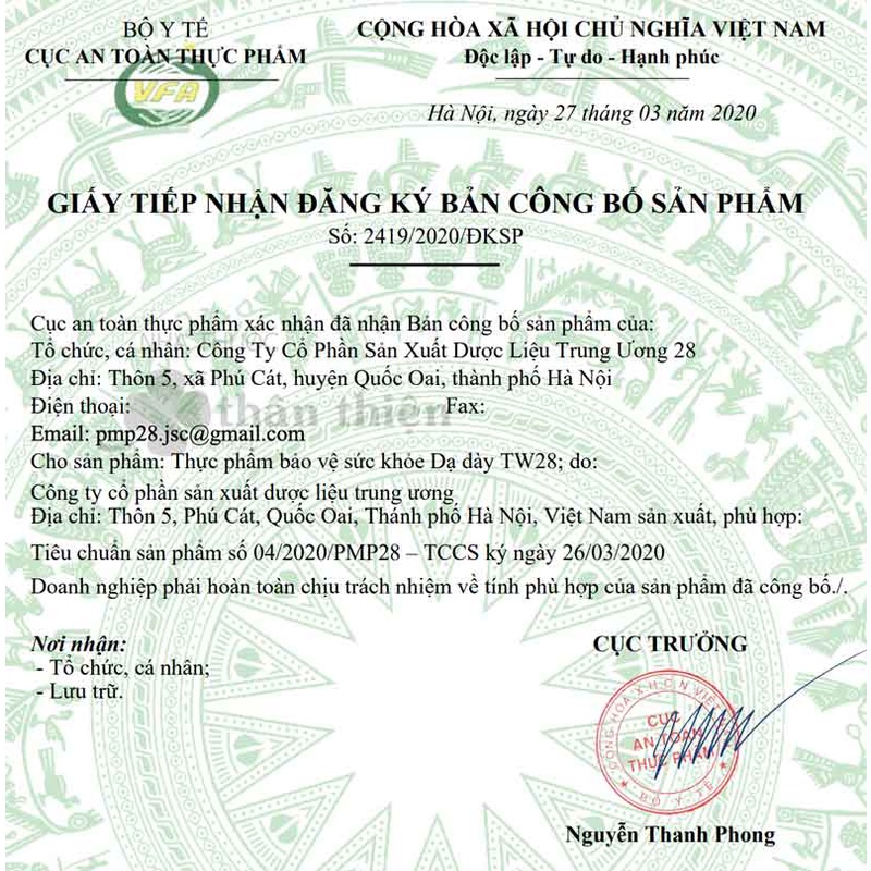 Dạ dày TW28, hỗ trợ giảm acid dịch vị, hỗ trợ giảm trào ngược thực quản (Hộp 60 viên)
