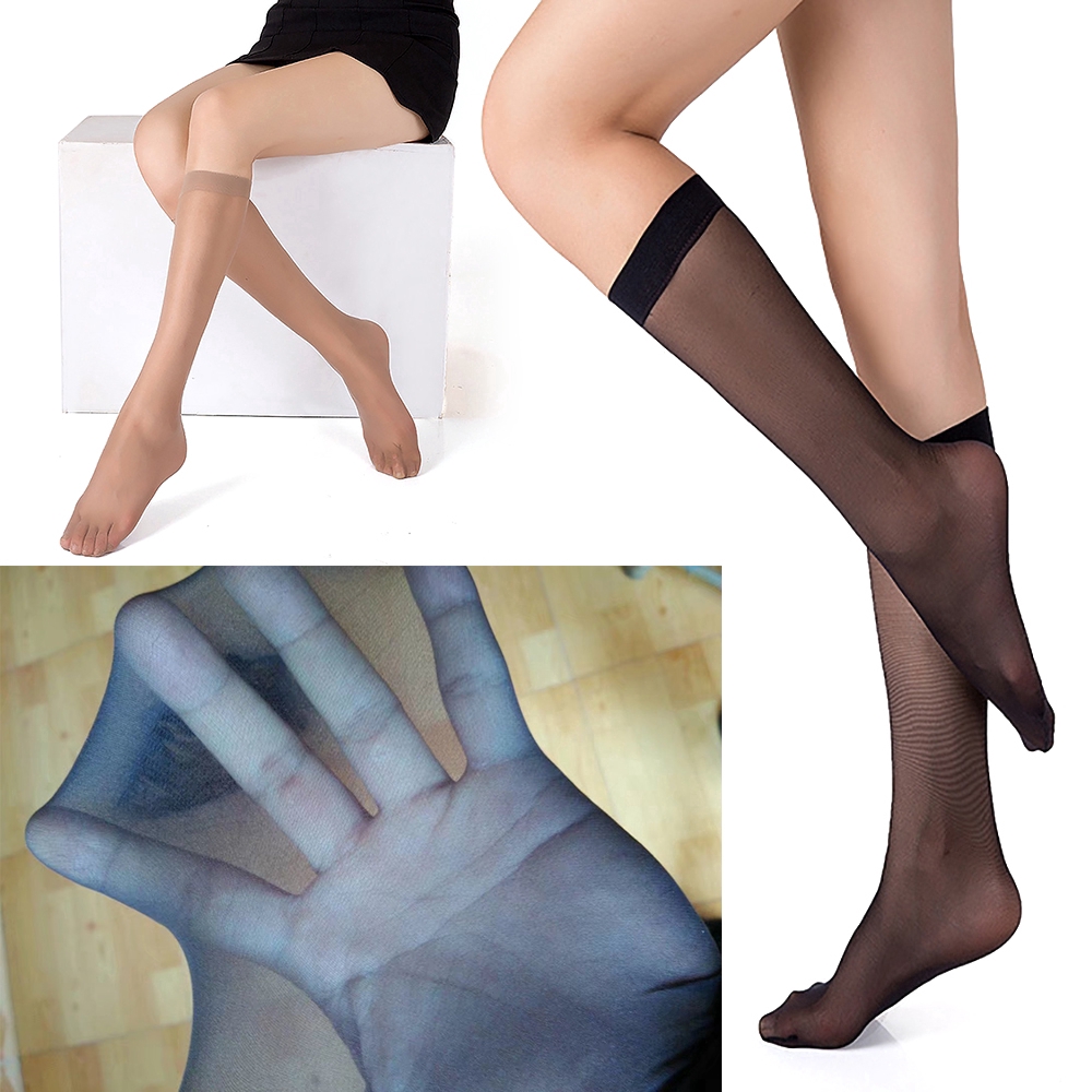 Đôi Tất Đùi Màu Trơn Chất Liệu Nylon Gợi Cảm Cho Nữ