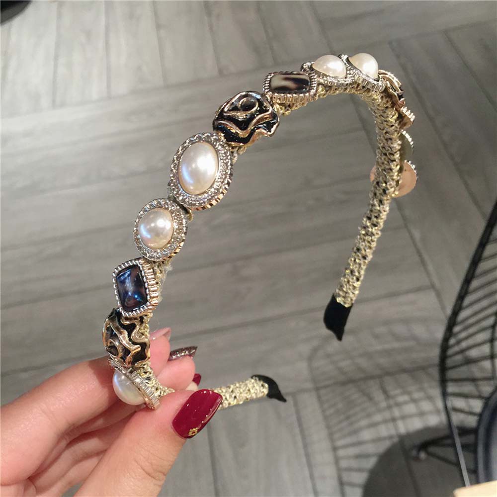 Băng Đô Cài Tóc Hình Hoa Hồng Đính Ngọc Trai Giả Thời Trang Cho Nữ