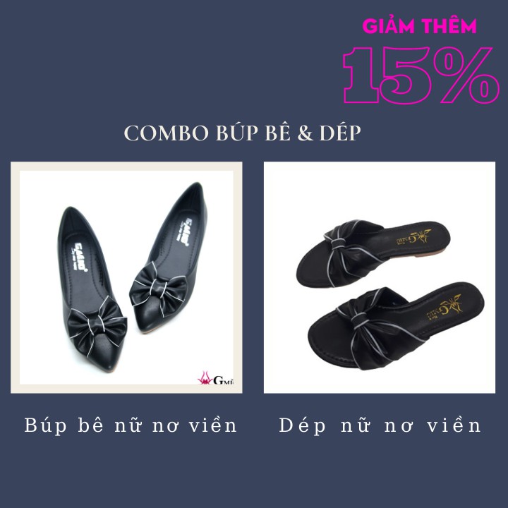 [ BIG SIZE ] Giày Bệt Nữ Mũi Nhọn Nơ Viền Chất Lượng Cao Cấp Mang Rất Êm Chân NBB003