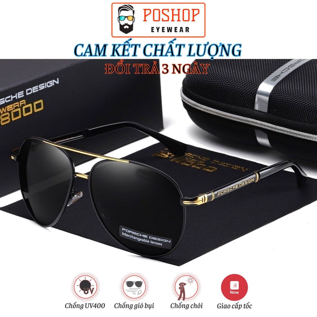 Kính râm nam POSHOP tròng polaroid uv400 chống chói thời trang cao cấp dễ đeo 8738