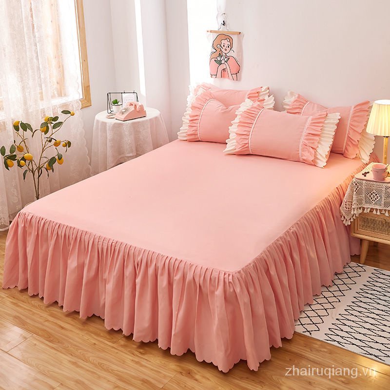 Spot Váy Phủ Quanh Cạnh Giường Màu Trơn Chống Trượt Phong Cách Hàn Quốc Mới R0T9 | BigBuy360 - bigbuy360.vn