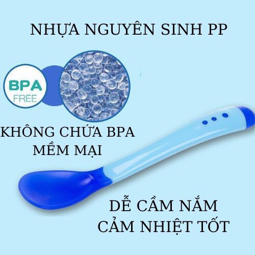 Bát ăn dặm chống đổ có nắp đạy kèm thìa báo nóng an toàn cho bé