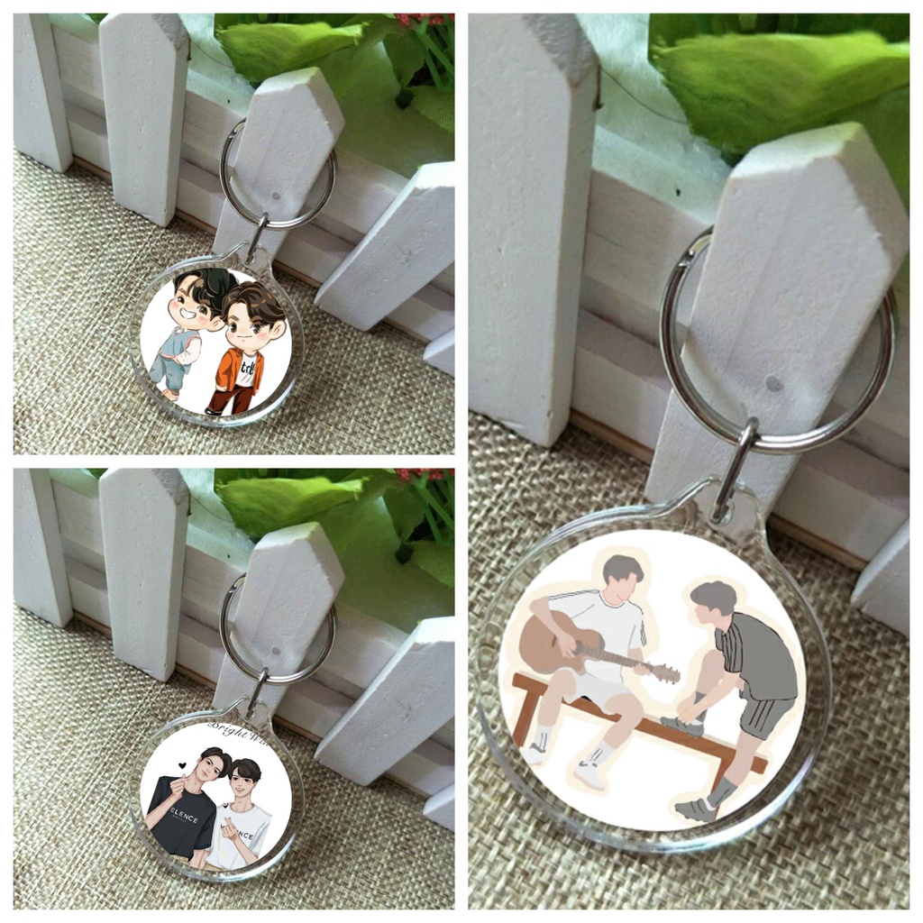 ( Tròn ) Móc khóa mica IN HÌNH BRIGHTWIN 2gether BL Thái Lan anime chibi xinh xắn