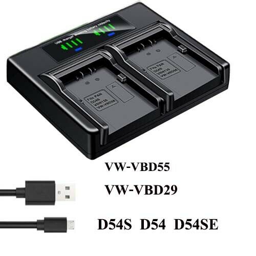 Bộ Sạc Pin Kép Cho Panasonic CGR-D54S CGA-D54S CGP-D54S VW-VBD29 VBD55