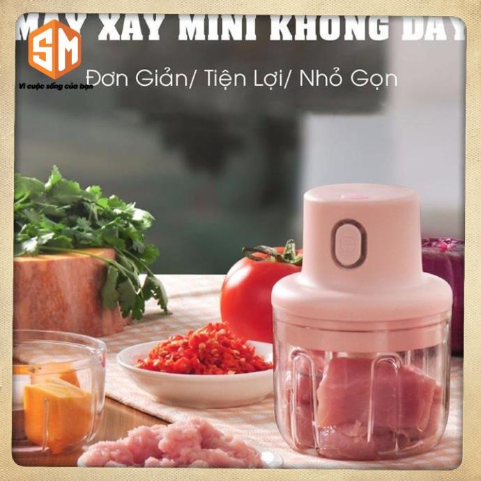 [TONG10KMG ] Máy xay mini cầm tay đa năng sạc pin cao cấp xay tỏi ớt, hành, rau củ quả dung tích 250ml