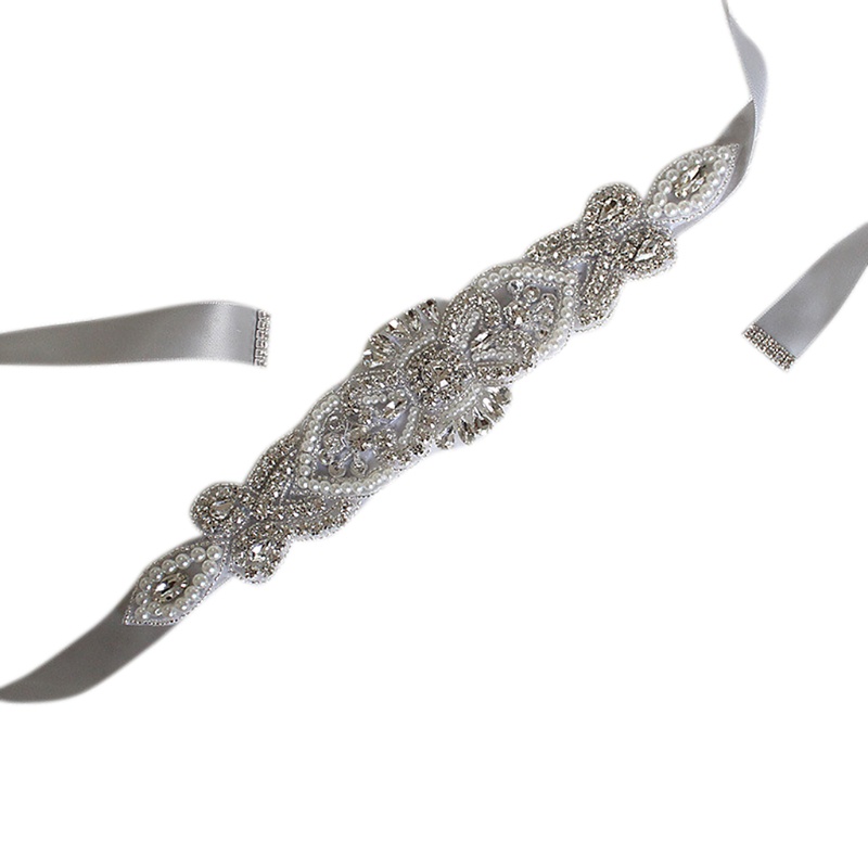 Thắt Lưng Ruy Băng Satin Đính Đá Cho Cô Dâu