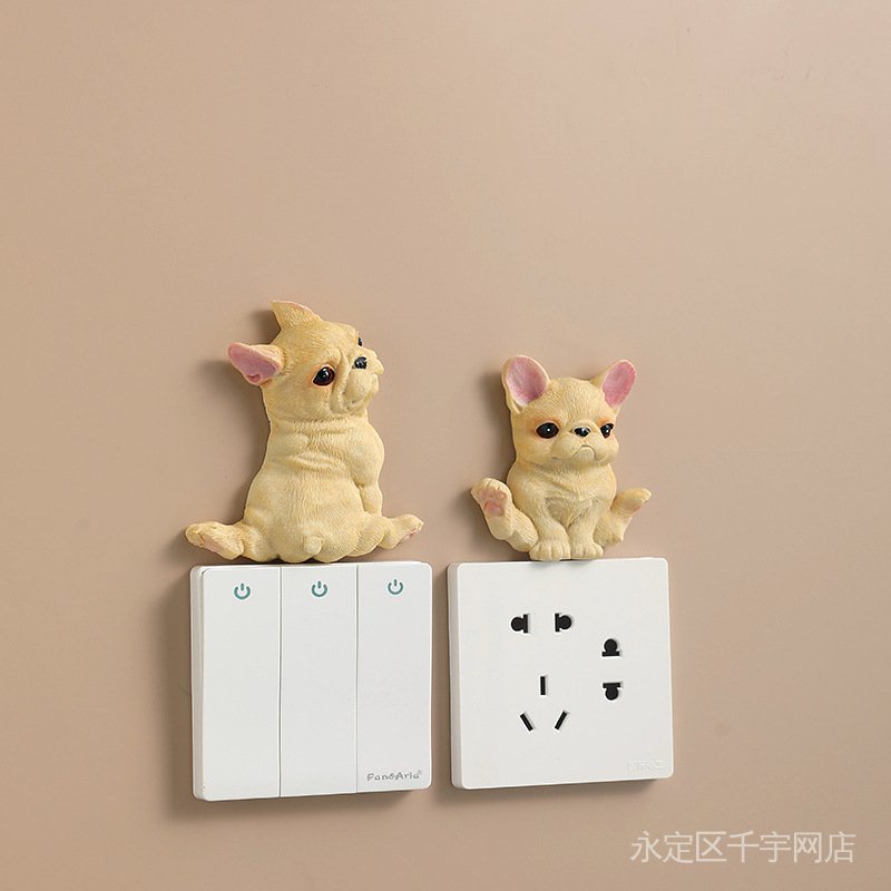 Miếng Dán Trang Trí Công Tắc Hình Chó Bull Dễ Thương