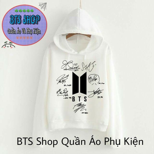 Áo Hoodie BTS Dài Tay In Chữ Kí Các Thành Viên