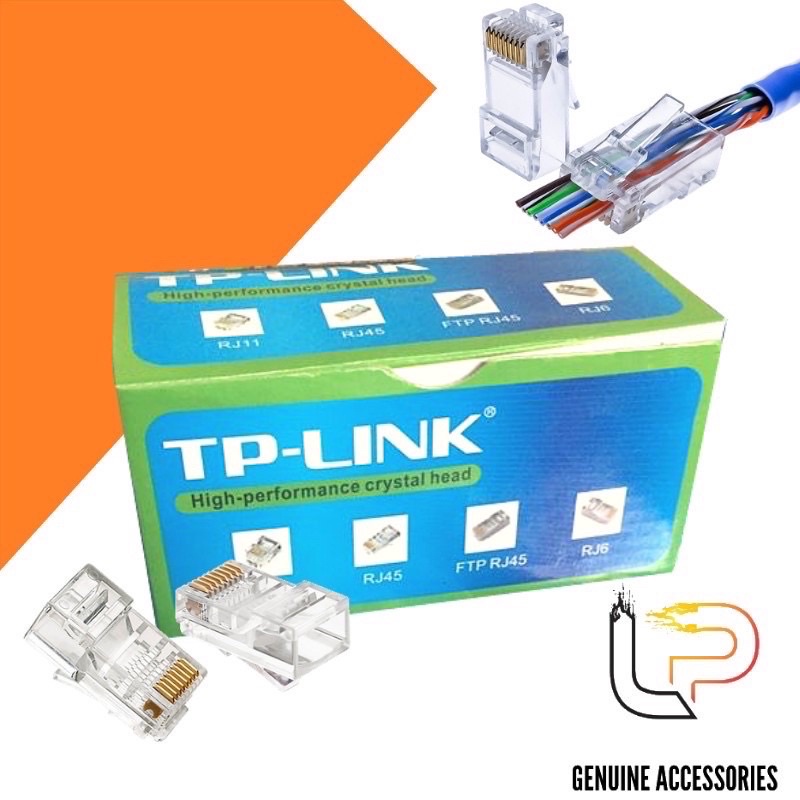 Đầu Bấm Dây Mạng Xuyên Thấu hộp 100 Hạt AMP, Tenda, Tplink, hạt xuyên thủng, hạt mạng xuyên thấu, đầu bấm mạng xuyên.